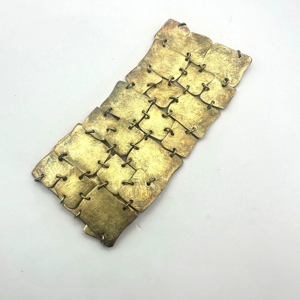 Marcia Moran Brushed Square18k Gold Plated Link Bracelet Statement Jewelry